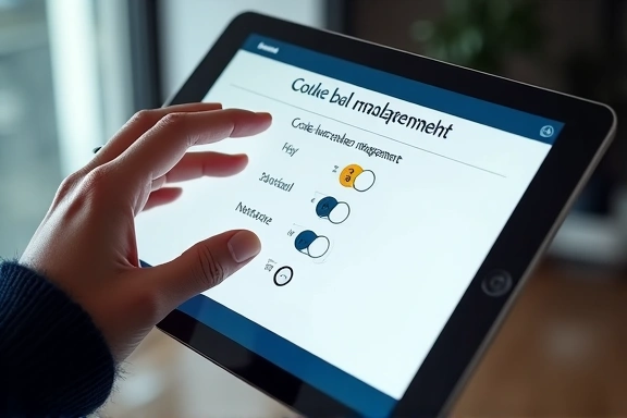 Illustration of a person managing cookie settings on a device